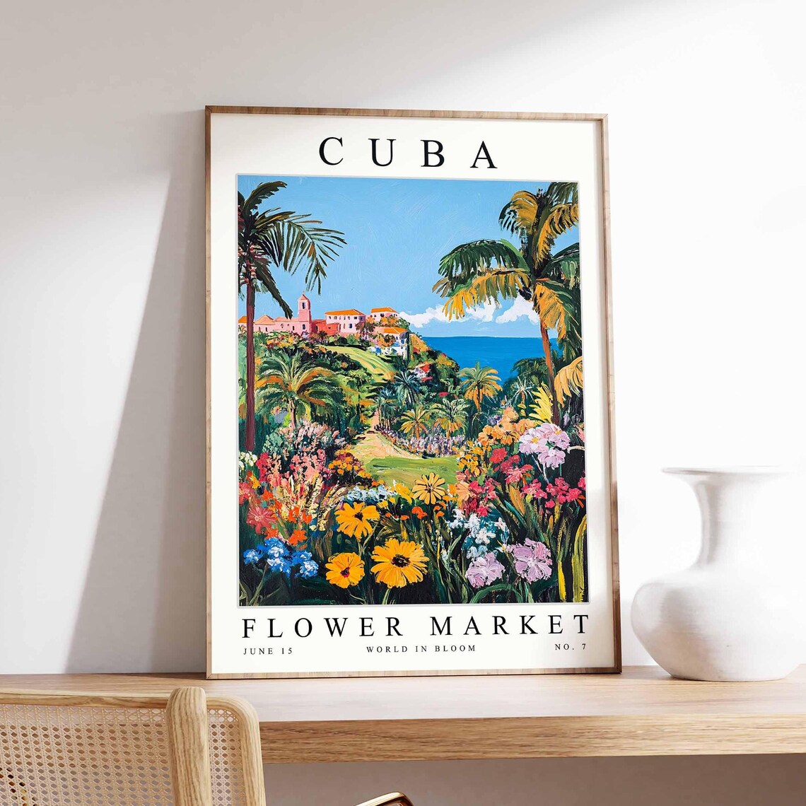 Flower Market Poster, Caribbean Floral Art Print