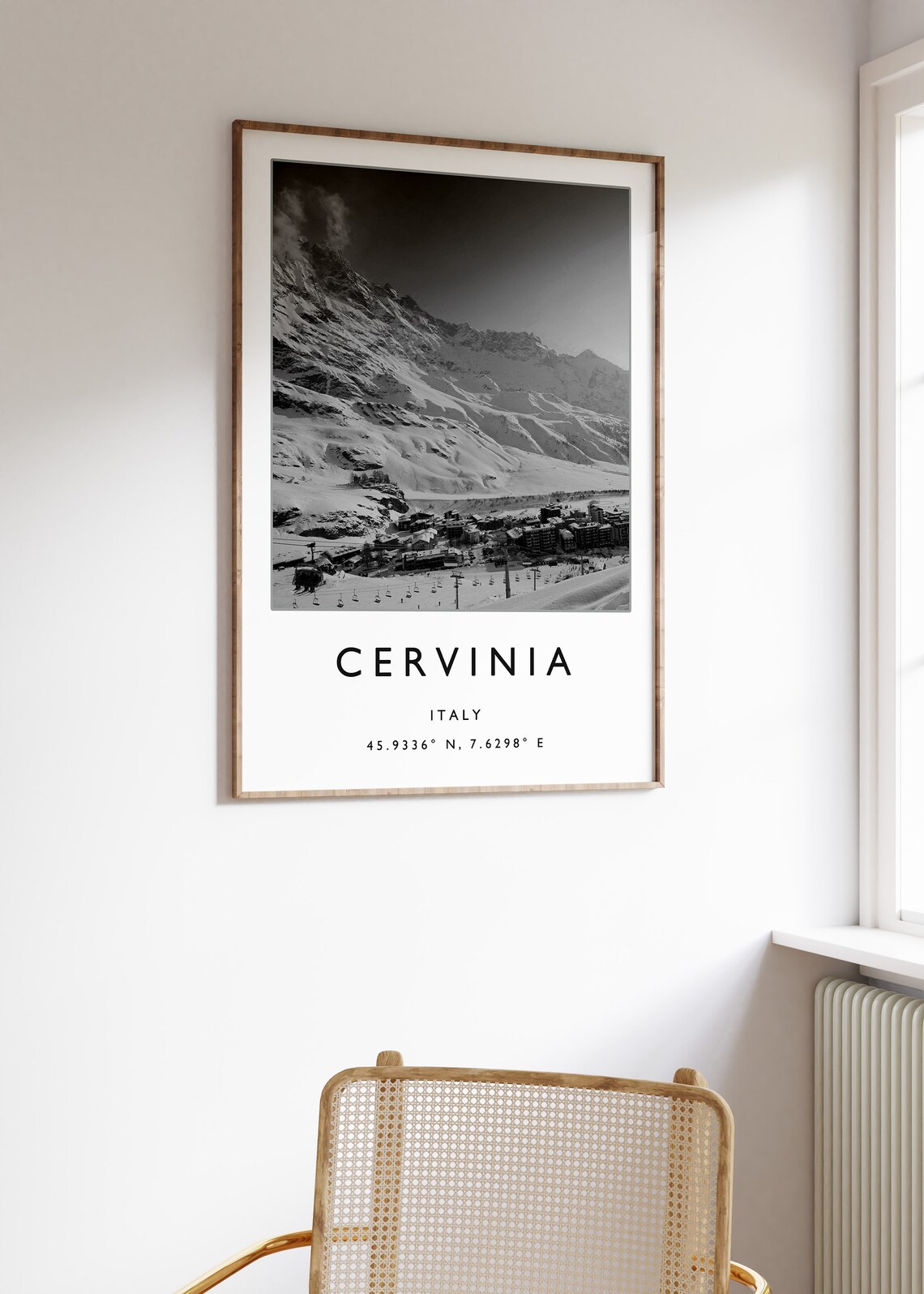 Cervinia Italy Black And White Ski Resort Mountain Photo Poster - Image 2