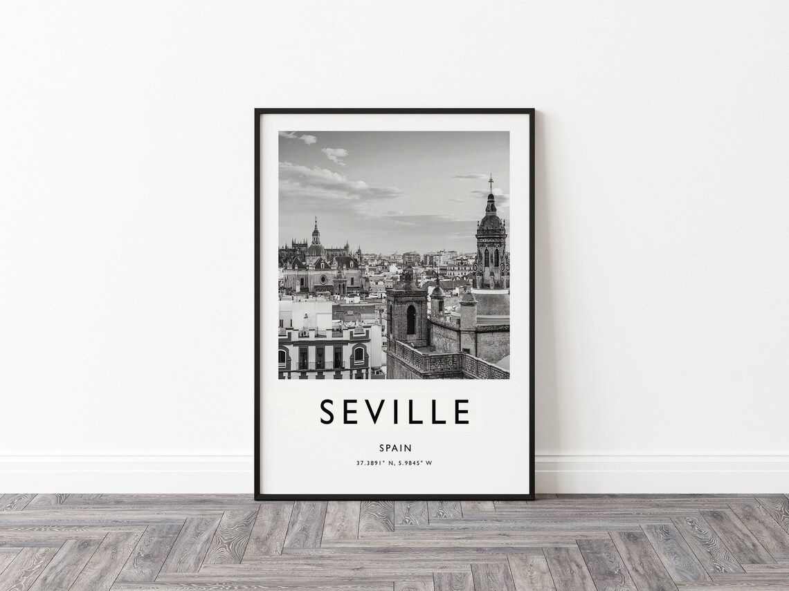 Seville Travel Poster, Spain Black and White - Image 3