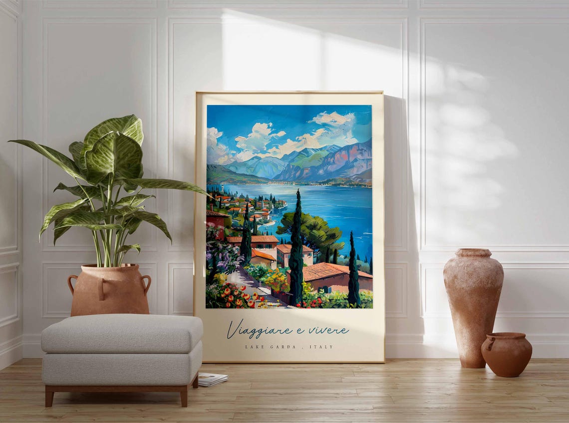Lake Garda Poster Italian Travel Print Lake Garda Travel Art Lake Garda Wall Art Italy Art Italy Travel Decor Italian Travel Gift - Image 3