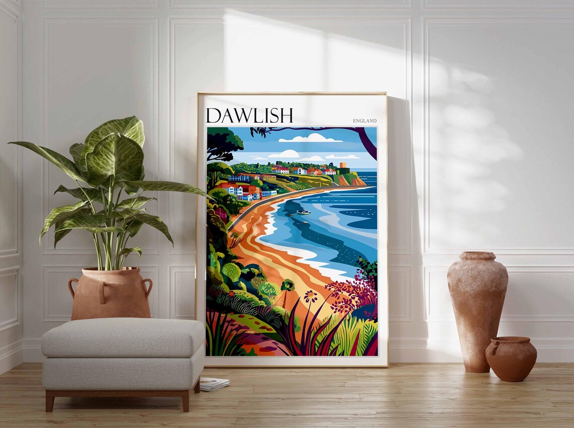 Dawlish Poster Devon Poster England Travel Poster Coastal Wall Art English Home Decor Seaside Town Poster Uk Travel Print Dawlish Art - Image 3