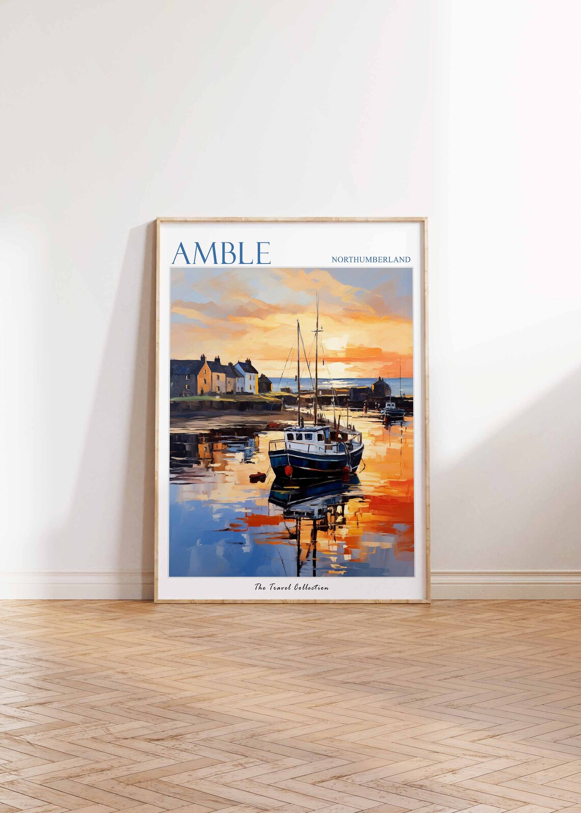 Amble Coastal Travel Poster, Northumberland Beach Art - Image 3