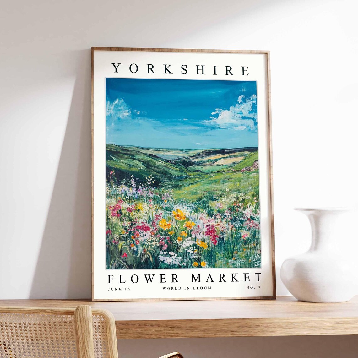 Yorkshire Flower Market No. 7 Moody Blue Sky Wildflower Dale Poster