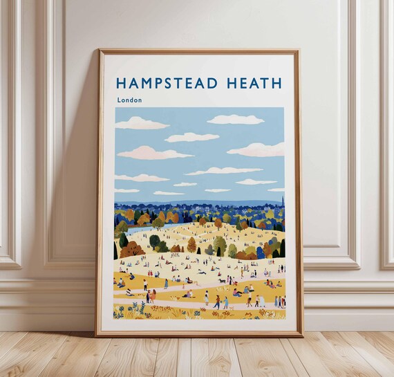 Hampstead Heath London Autumn Panorama Skyline Travel Poster