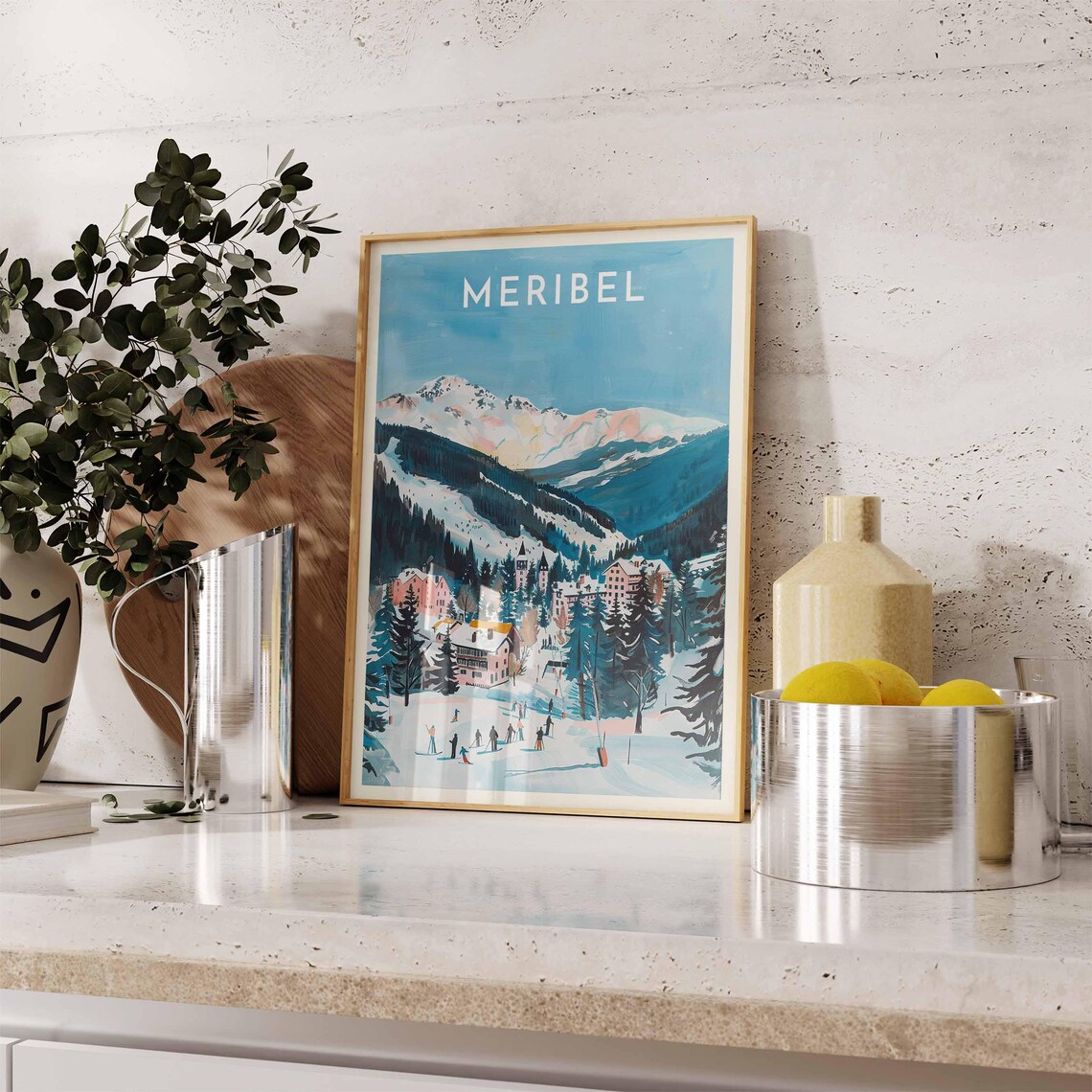 Skiing Travel Poster Mribel Ski Print France Travel Print Skiing Art Skiing Print Winter Sport Art Ski Gift - Image 2
