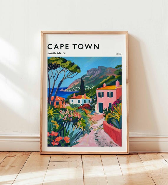 Cape Town Travel Poster Table Mountain South Africa Wall Art