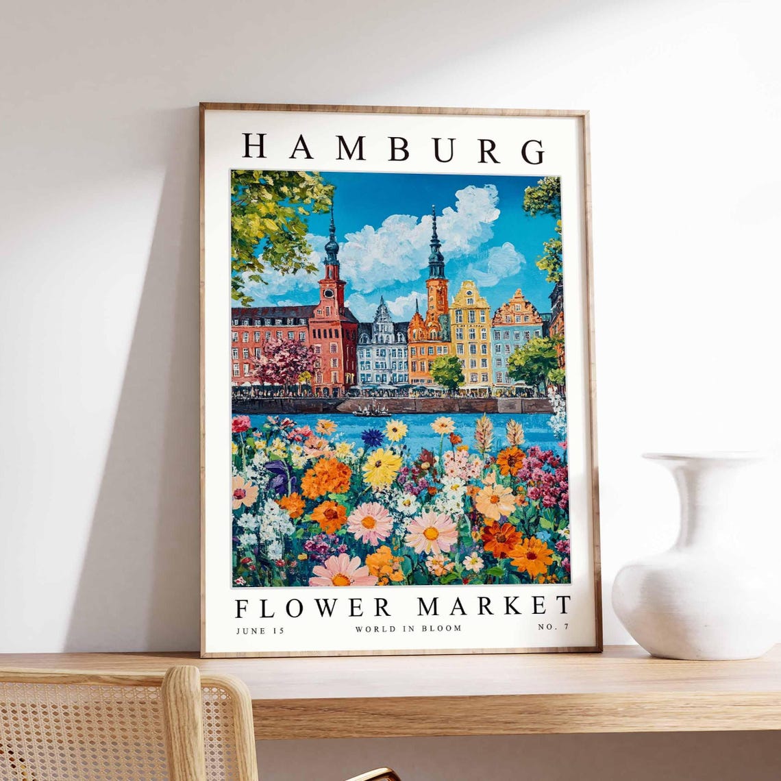 Hamburg Flower Market Historic Harbor Bloom Garden No. 7 Poster