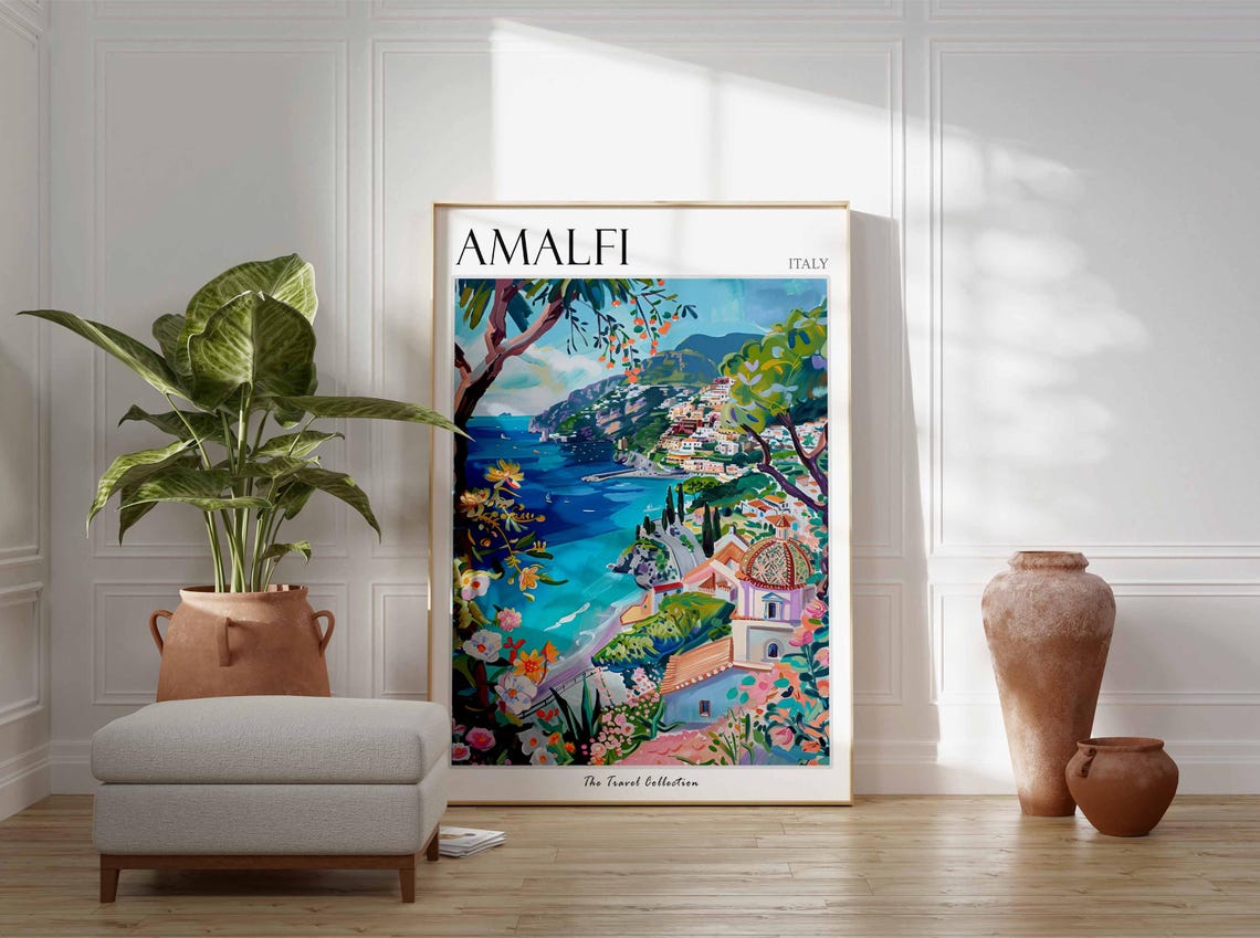 Amalfi Poster Amalfi Travel Print Italy Wall Art Italian Travel Print Italian Decor Amalfi Gift Italian Gift - Image 2