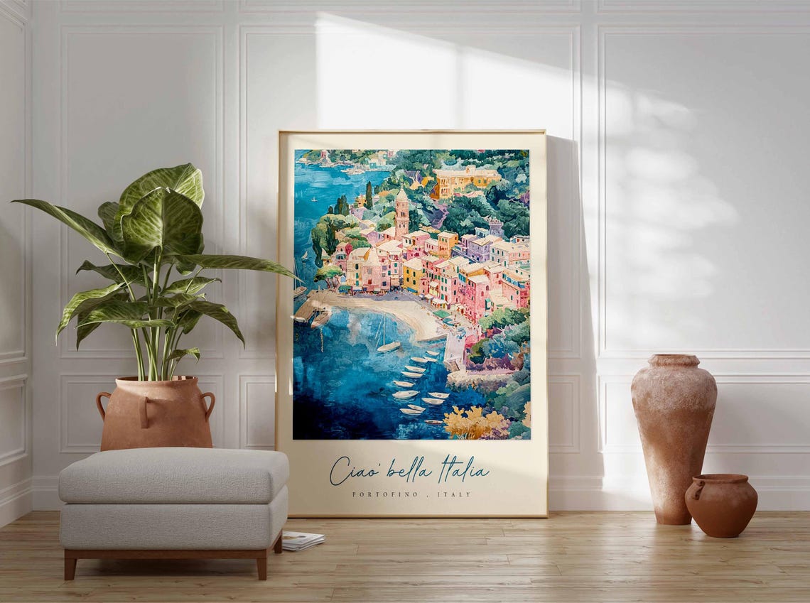 Portofino Poster Italian Travel Print Portofino Travel Art Portofino Wall Art Italy Art Italy Travel Decor Italian Travel Gift - Image 3