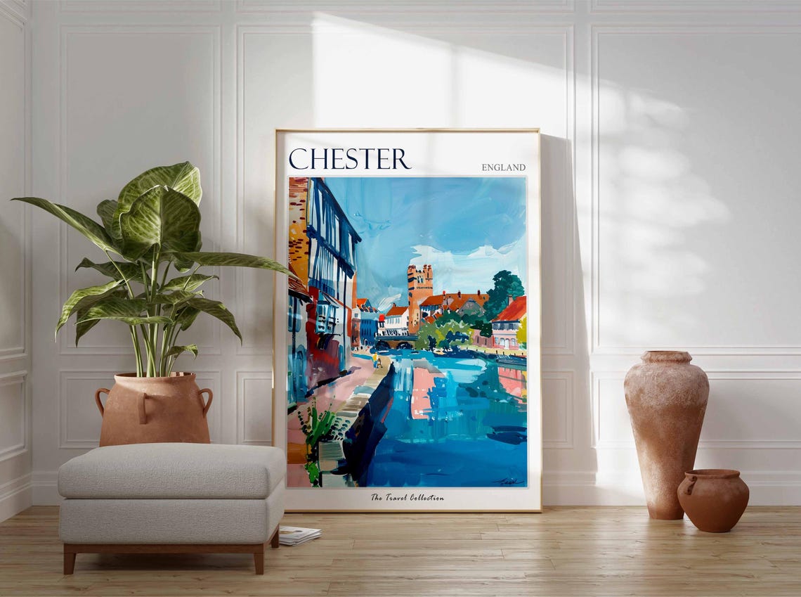 Chester Poster England Travel Print British Decor United Kingdom Travel Poster City Print Chester Gift Chester Travel Poster - Image 2