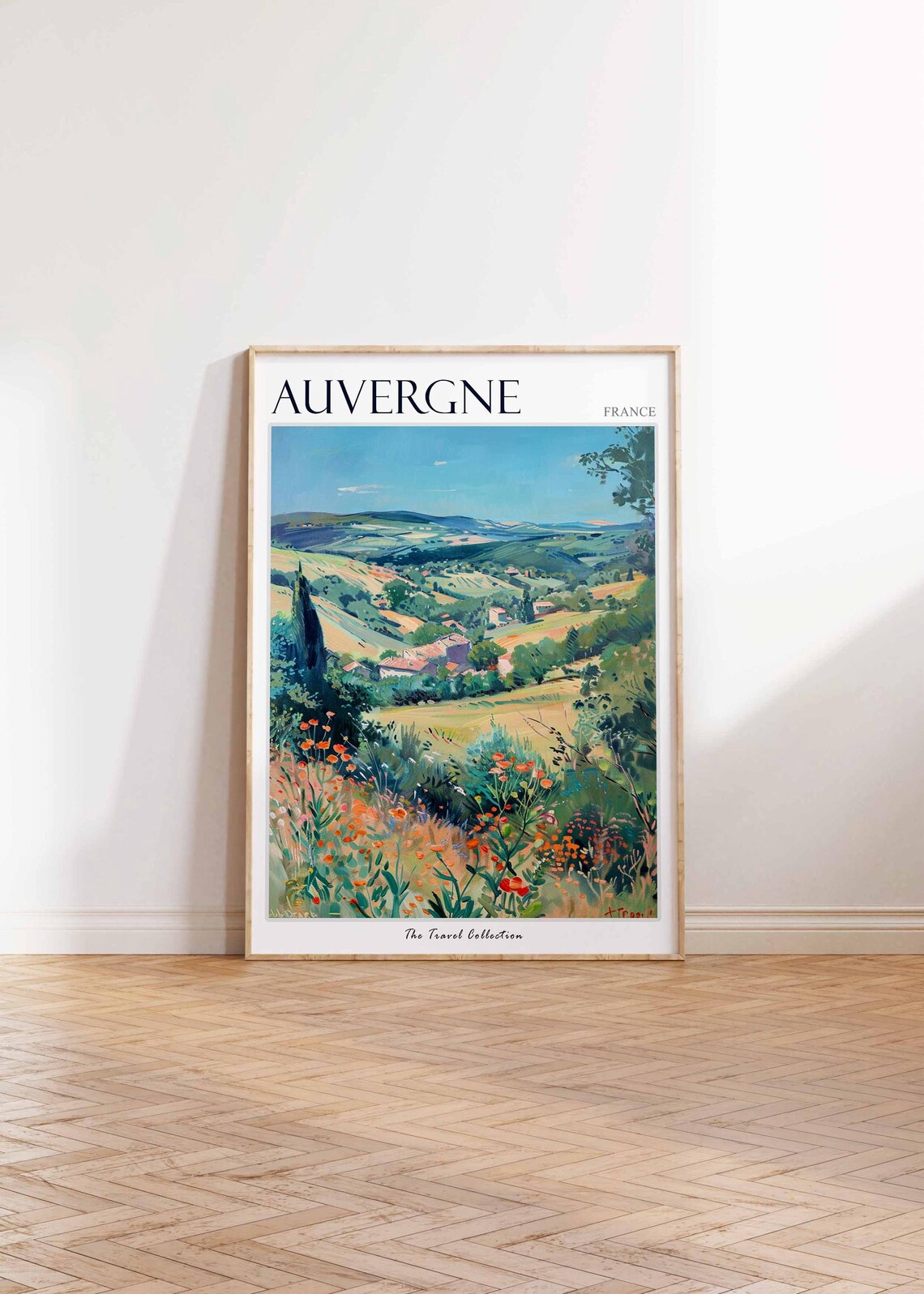 Auvergne France Red Poppy Field Cypress Rolling Hills Poster - Image 2