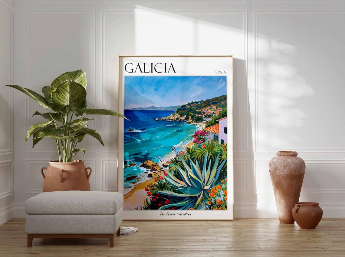 Galicia Poster Spain Travel Print Spanish Decor Europe Travel Poster European Wall Art Sea Print Galicia Gift Galicia Travel Poster - Image 3