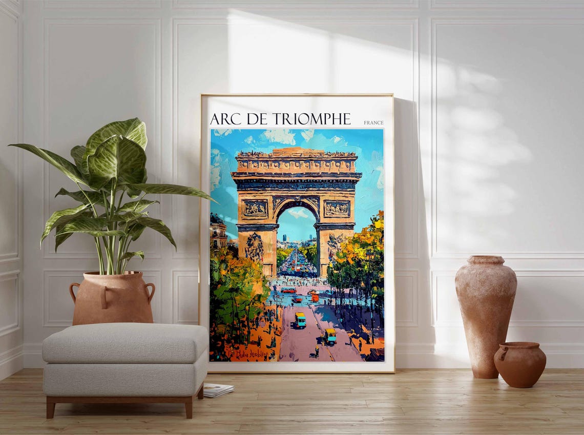 Arc de Triomphe Paris Through Grand Arch Avenue View Art Poster - Image 2