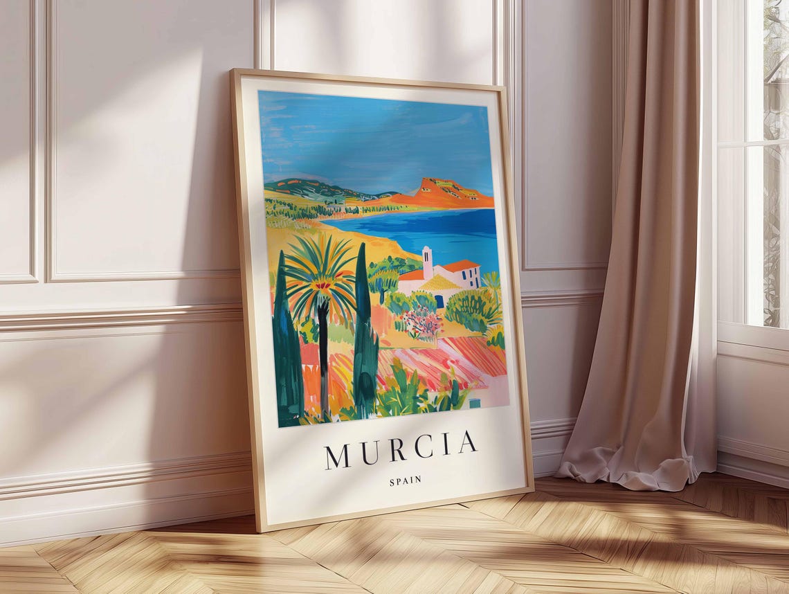 Murcia Spain Countryside Villa Palms Bay Scenic Travel Poster - Image 2