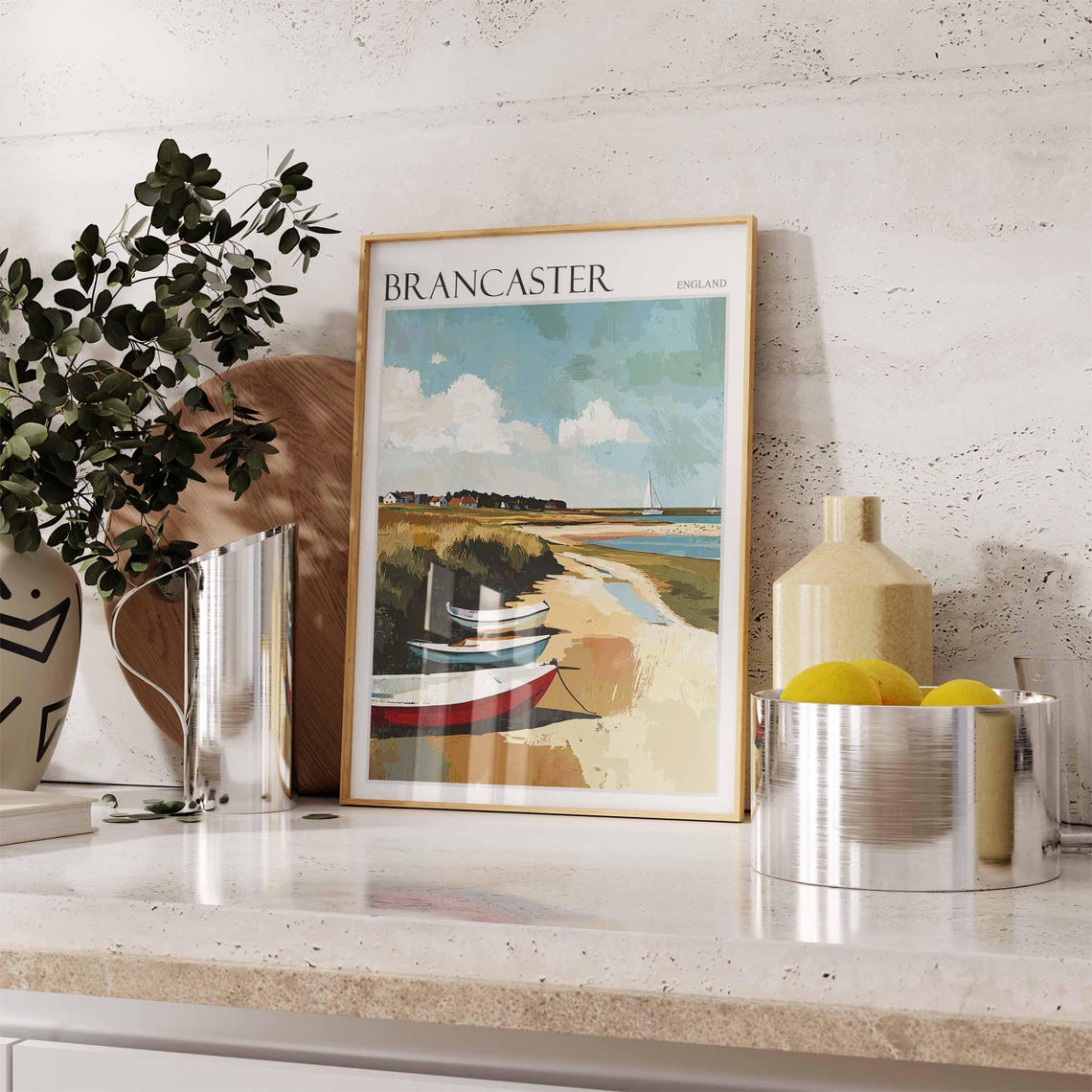 Brancaster England Rowing Boats Resting on the Sandy Shore Poster - Image 2