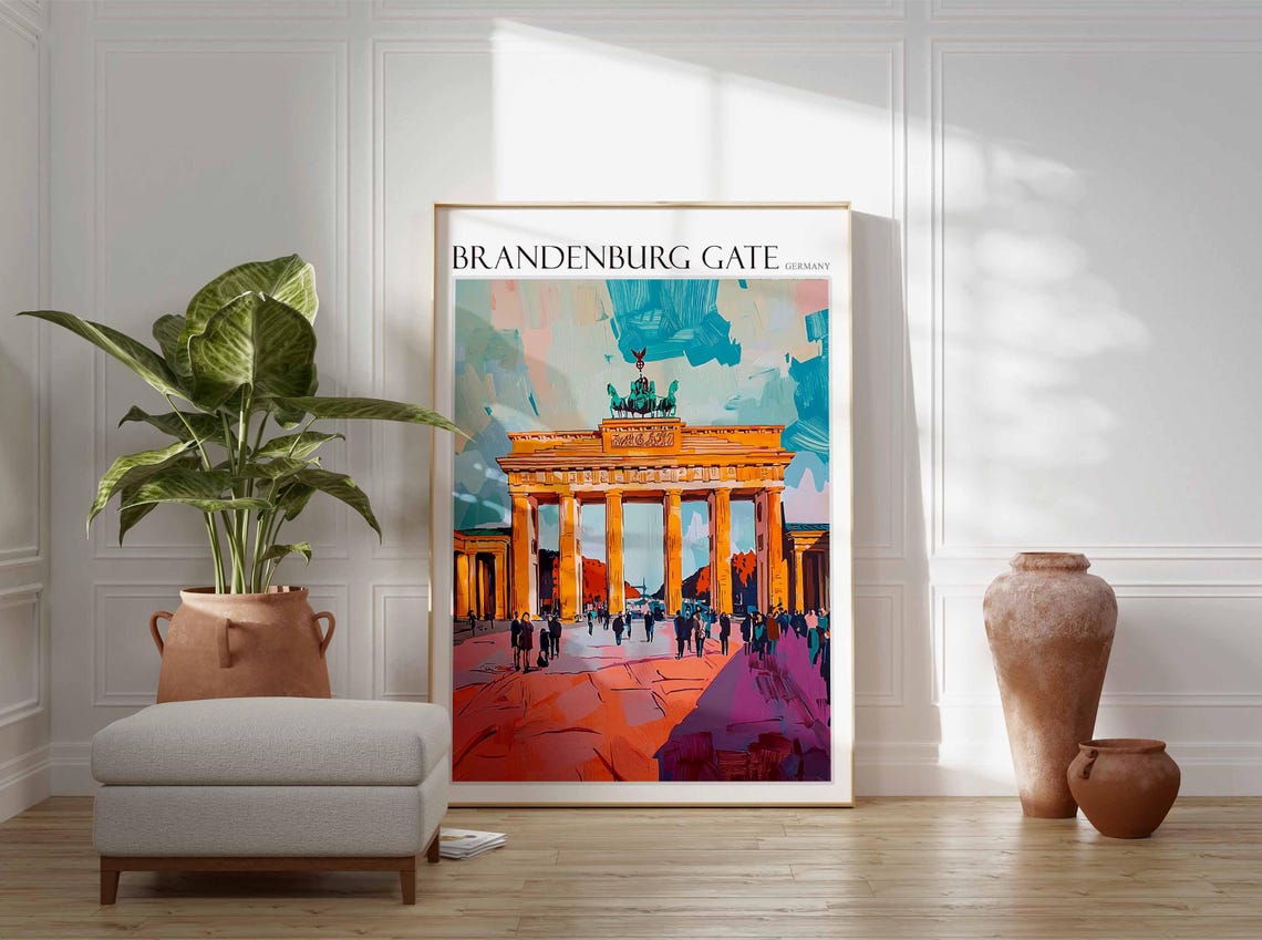 Brandenburg Gate Silhouette Plaza Sunset Pastel Travel Poster - Image 2