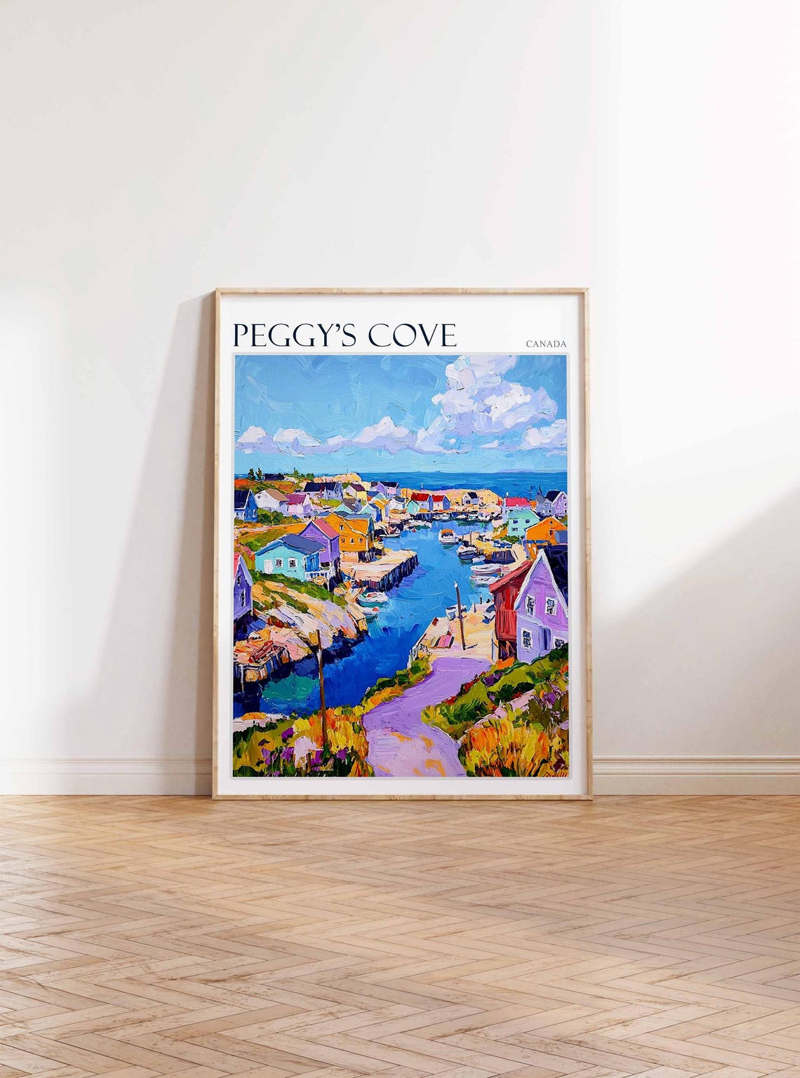 Peggy's Cove Canada Harbour Panorama with Boats and Path Poster - Image 2
