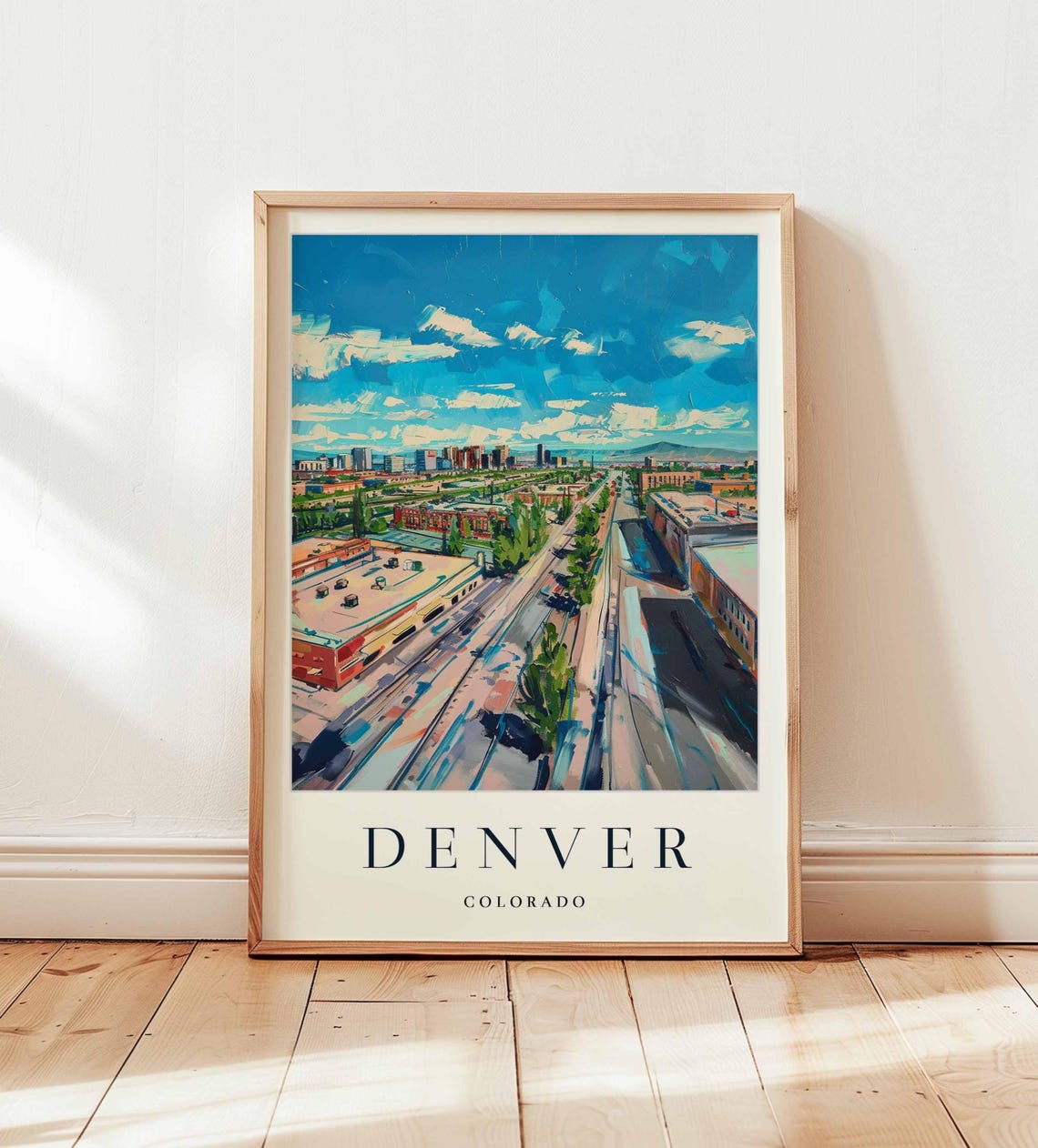 Denver Colorado Aerial City Rails Panoramic Skyline View Poster