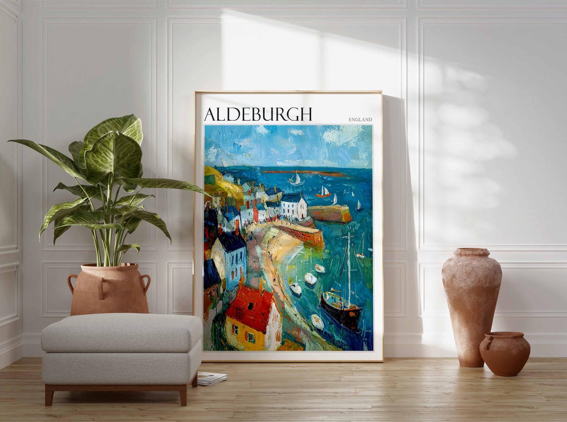 Aldeburgh Aerial Harbour View Town and Sea Suffolk Coast Poster - Image 3
