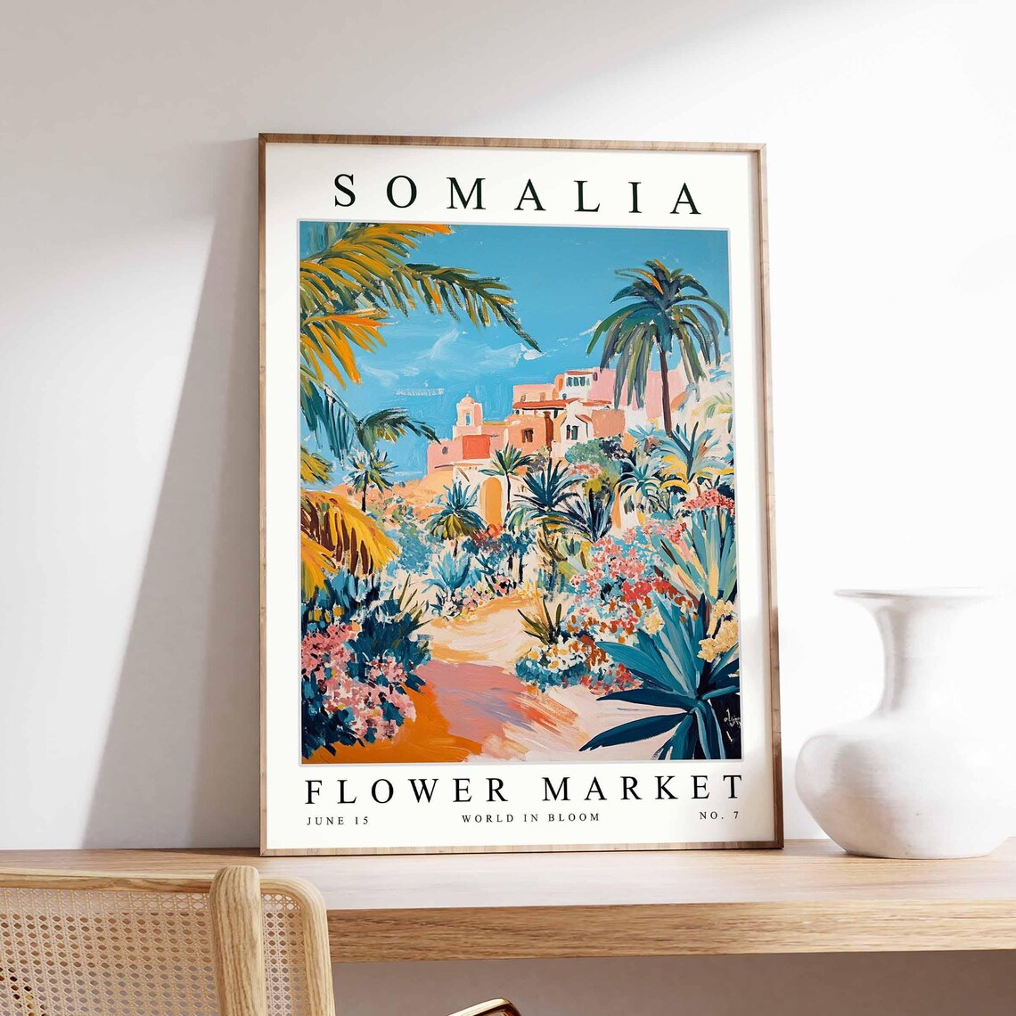 Somalia Flower Market Agave Garden Path Coral House Art Poster