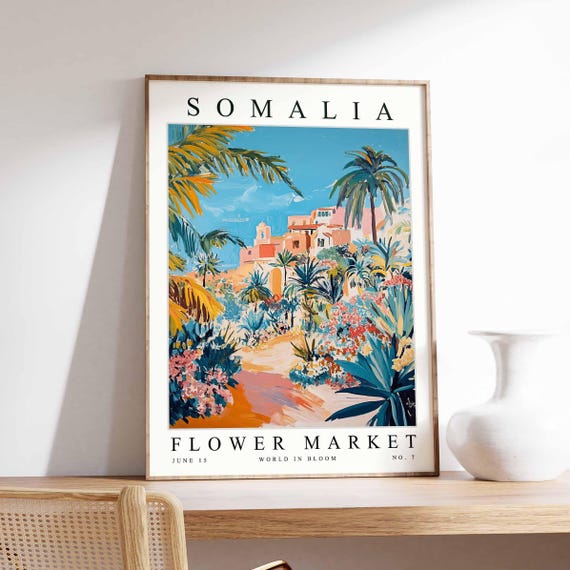 Somalia Flower Market Poster Print Somali Floral Wall Art Decor Botanical Africa African Travel