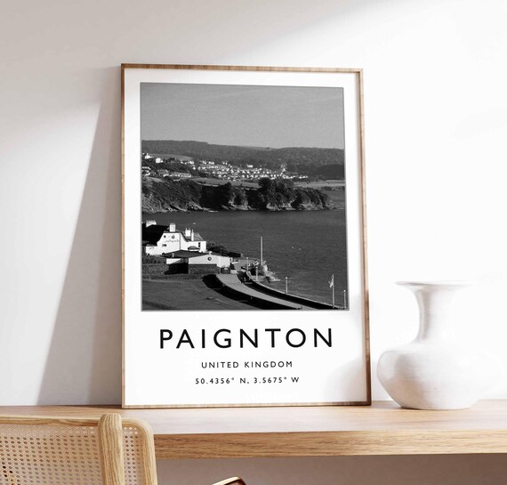 Paignton United Kingdom Black and White Harbor Photo Art Poster
