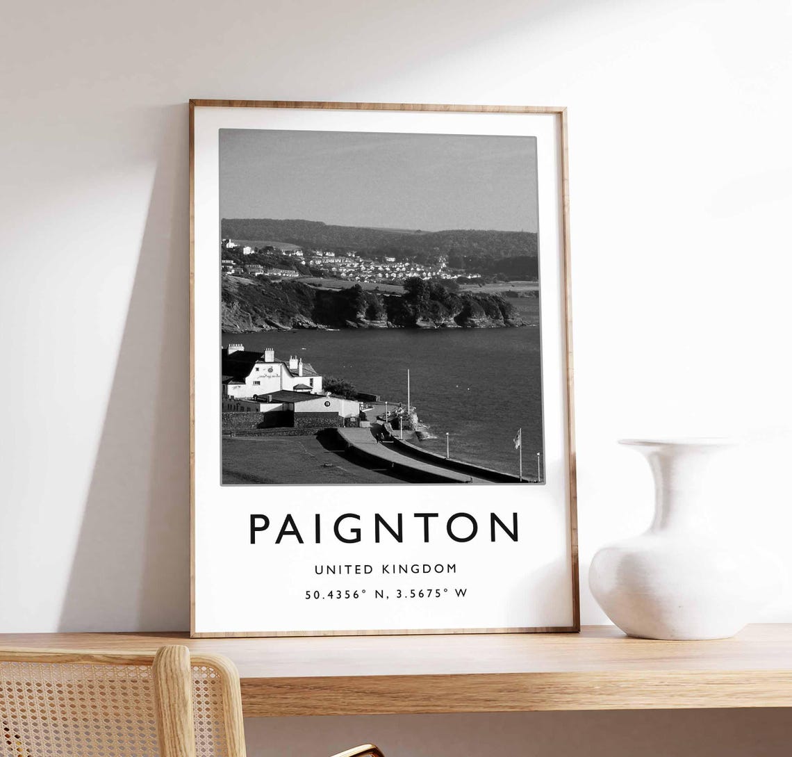 Paignton United Kingdom Black and White Harbor Photo Art Poster