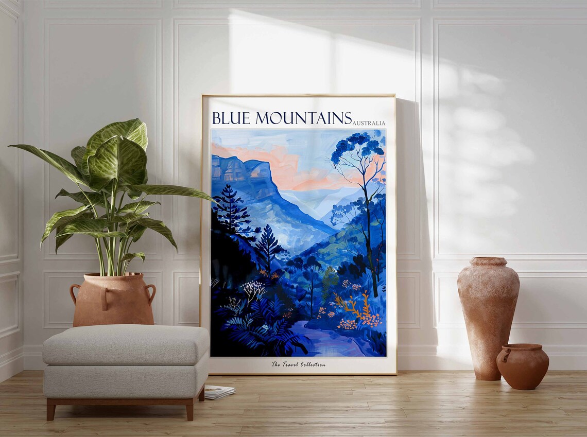 Blue Mountains Australia Travel Poster, Decor Print - Image 3