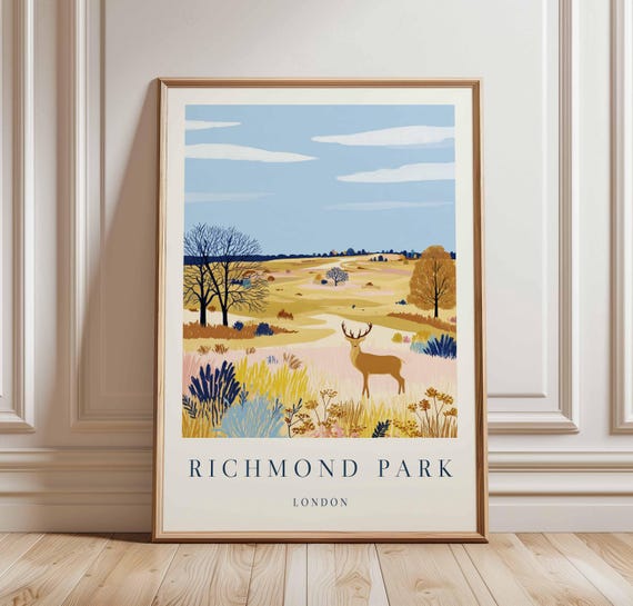 Richmond Park Travel Poster London Deer Print