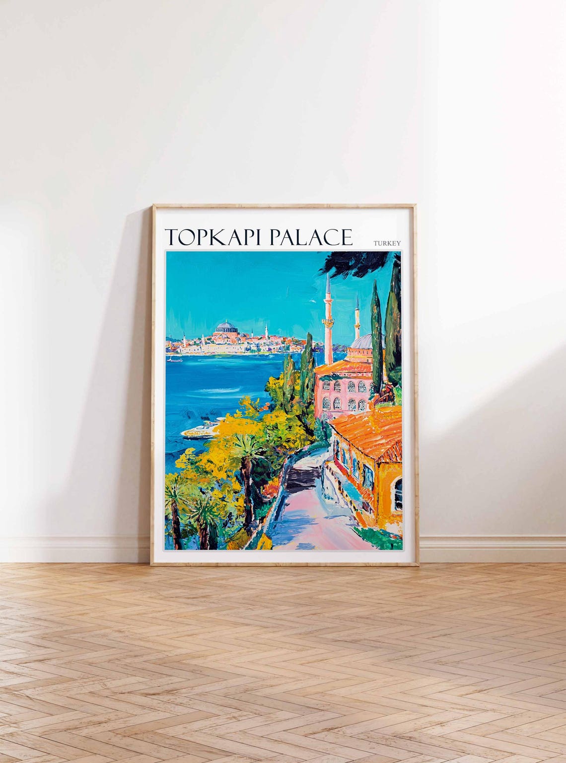 Topkapi Palace Harbor View Palm Lined Path Minarets Art Poster - Image 2