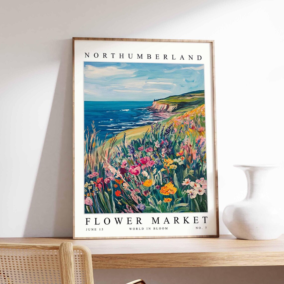 Northumberland Flower Market Rocky Hillside Wildflower Poster