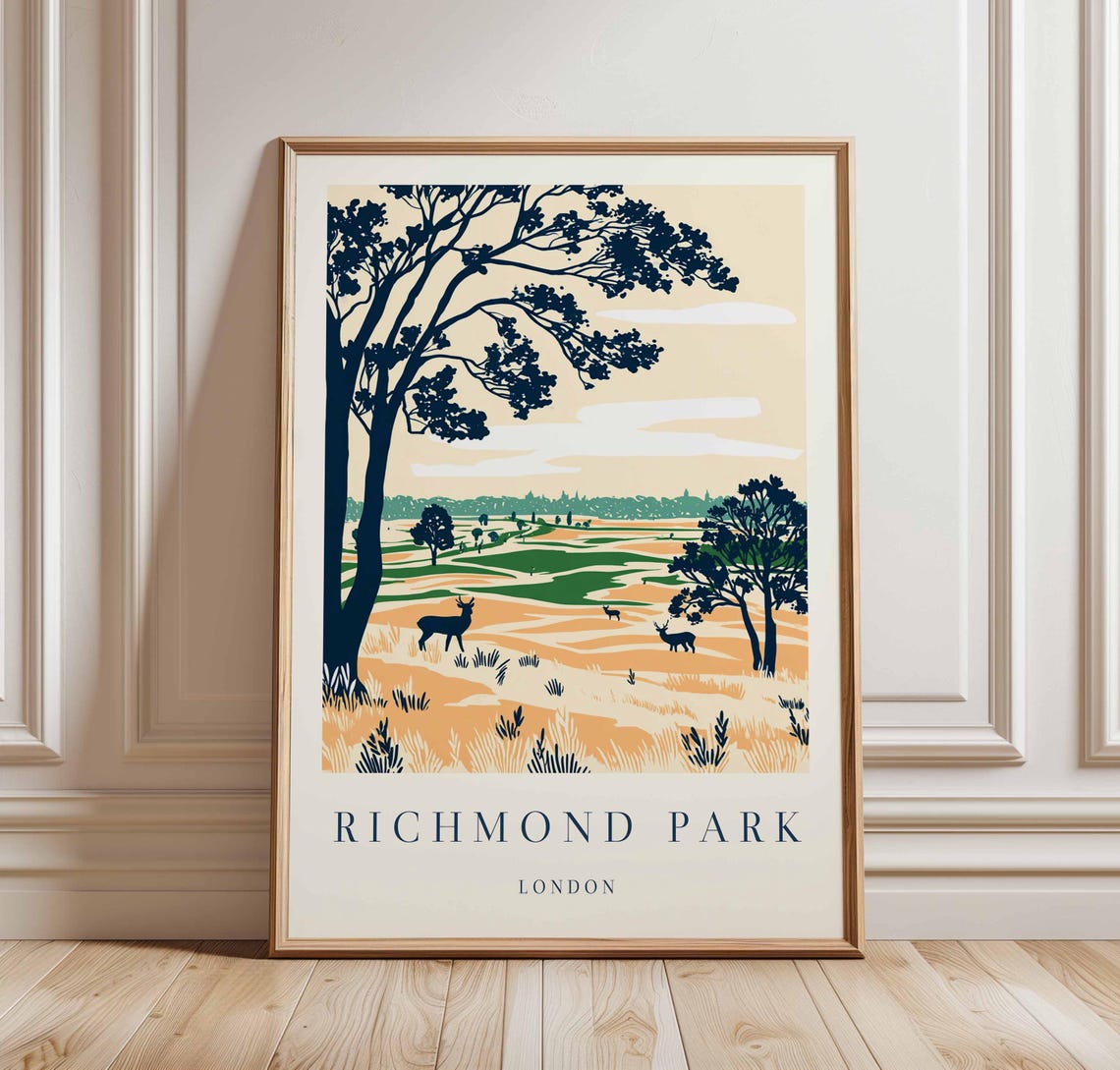 Richmond Park Travel Poster London Deer Print