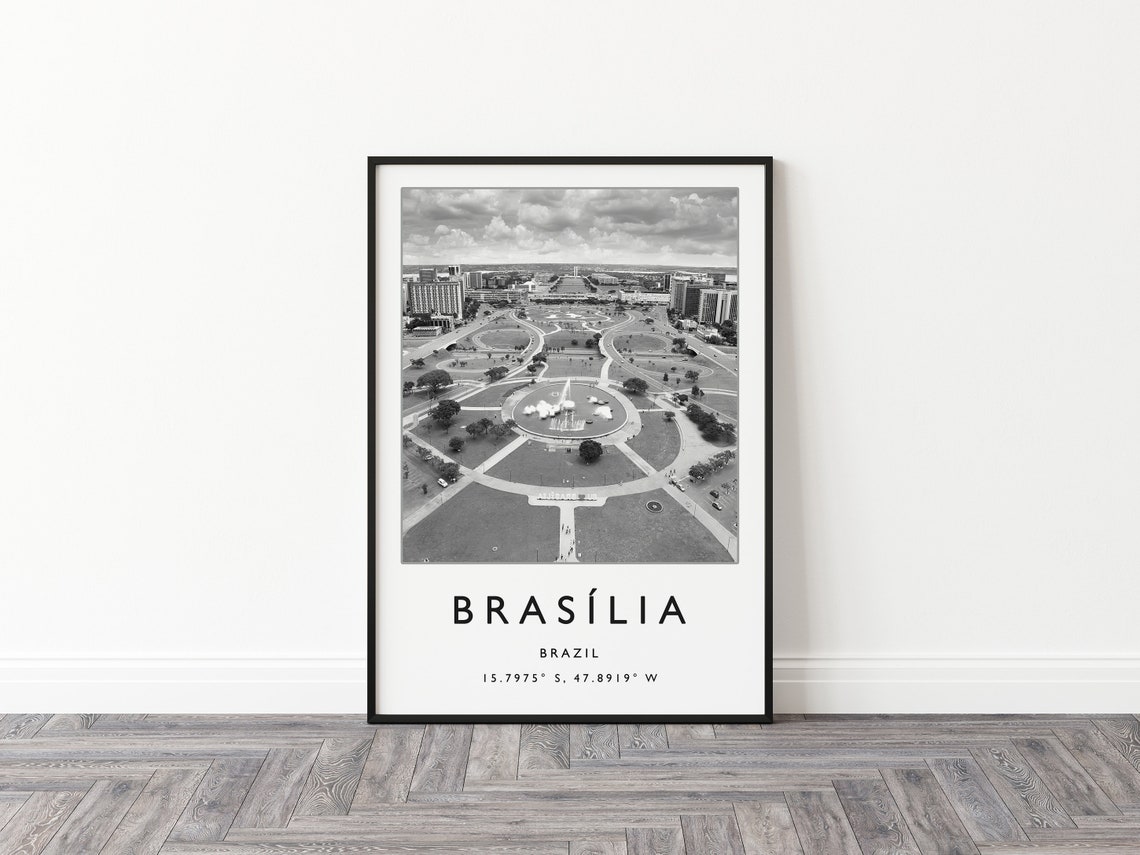 Brasilia Brazil Travel Print Brasilia Travel Poster Brazil Travel Print South America Travel Poster Travel Gift Black And White Print - Image 2