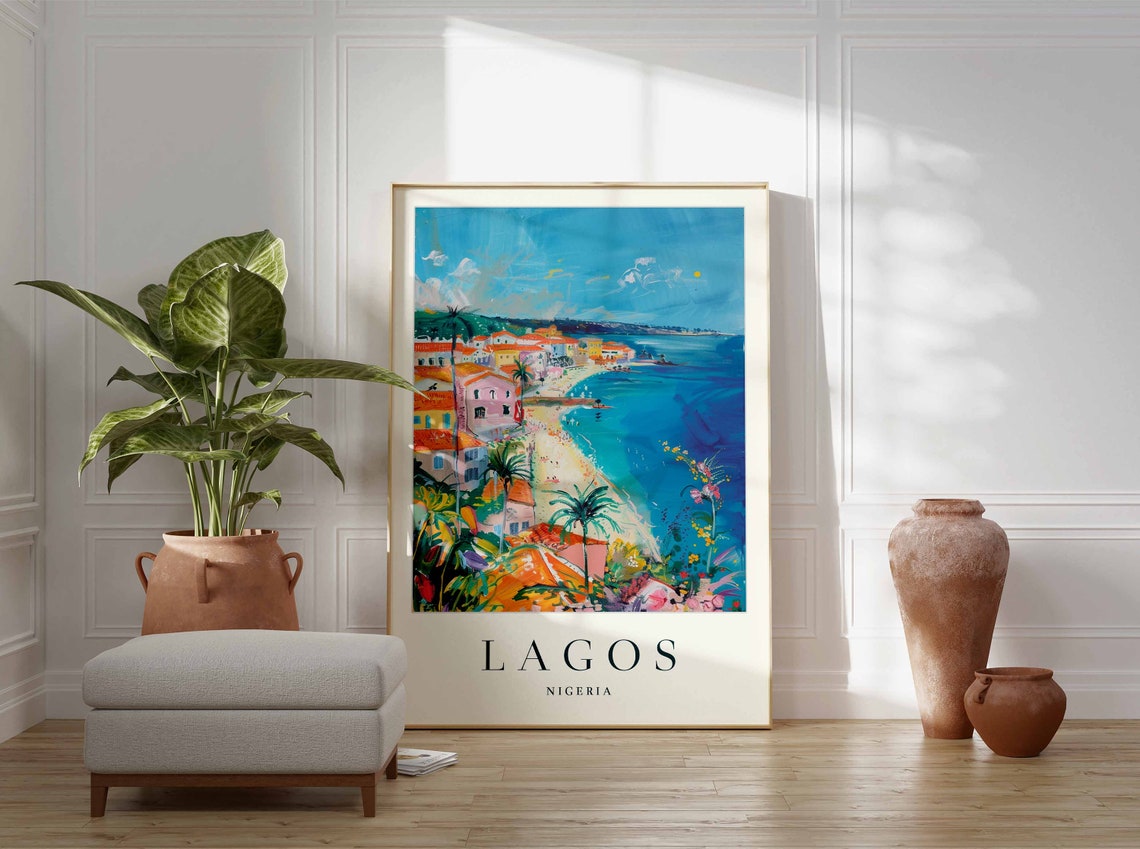 Lagos Poster Lagos Travel Print Nigeria Wall Art Nigerian Travel Print Tropical Decor City Print Lagos Gift Lagos Travel Poster - Image 3