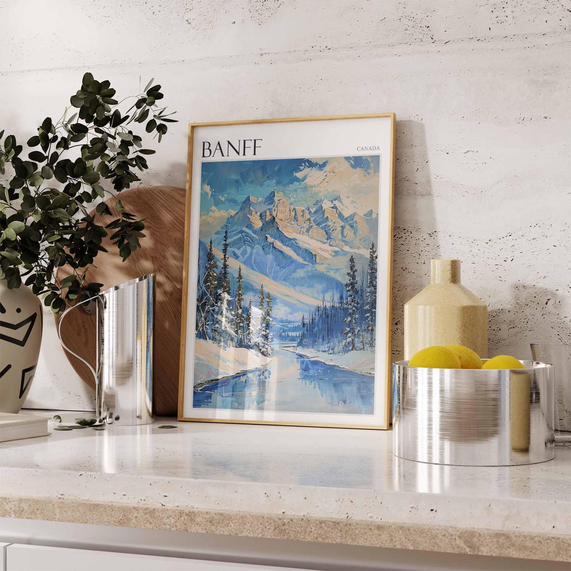 Skiing Travel Poster Skiing Art Banff Poster Canadian Rockies Wall Art Lake Louise Poster Mountain Poster Banff Travel Art Banff Art - Image 2