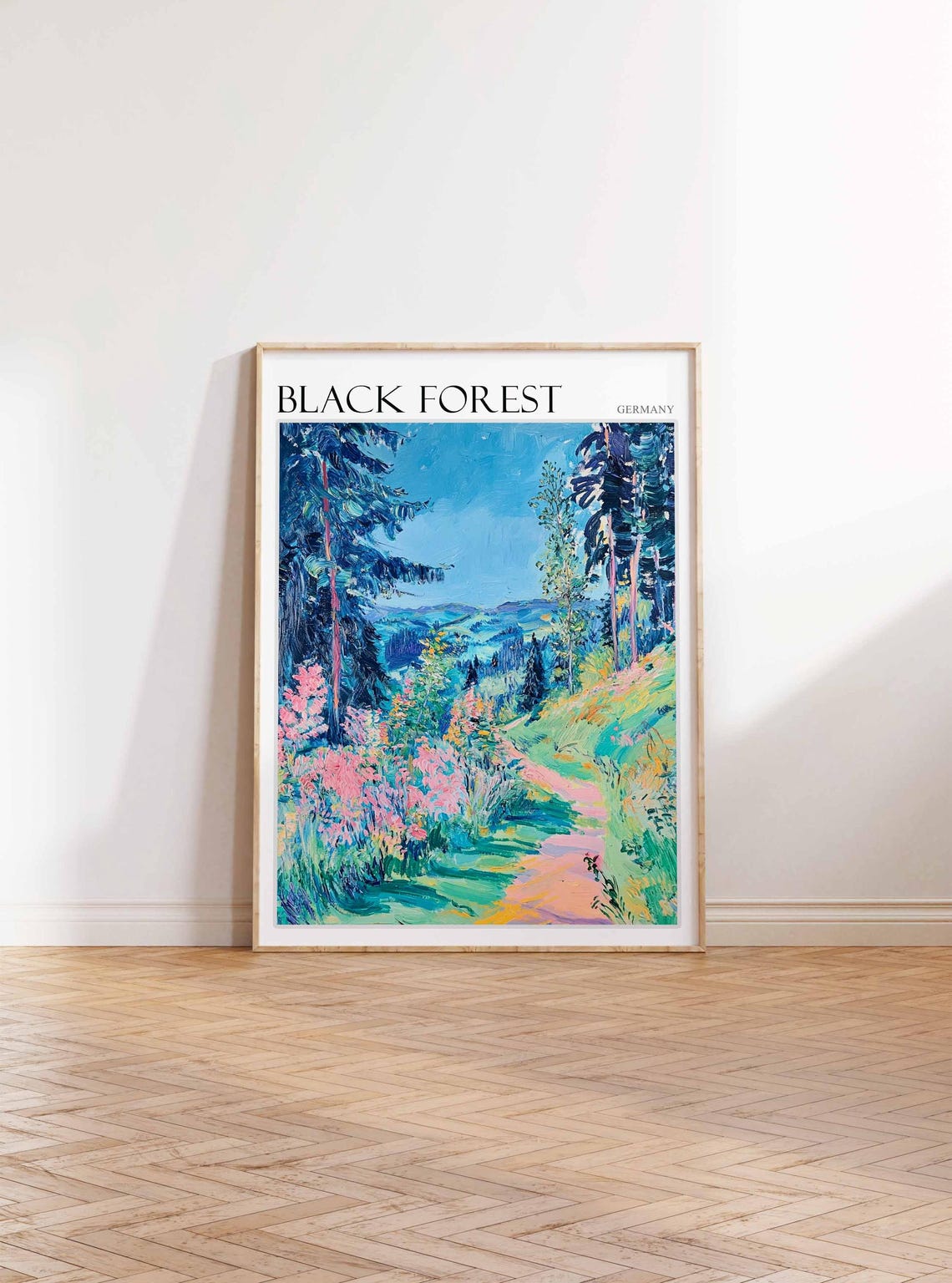 Black Forest Germany Blossom Meadow Path Between Pines Poster - Image 3