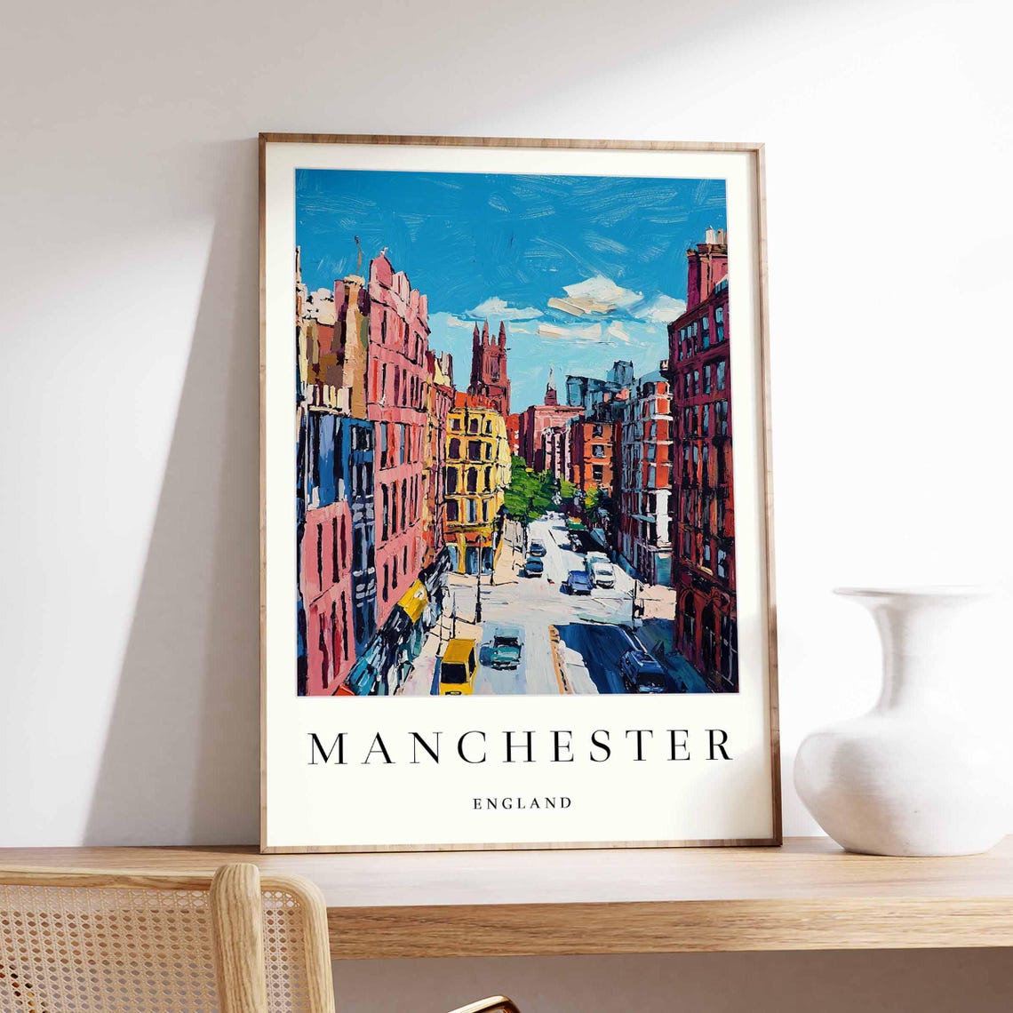 Manchester Cityscape Poster Northern Quarter Travel Print
