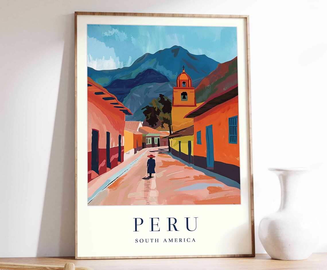 Peru Poster Travel Print South America Wall Art Tropical Decor Botanical Gift