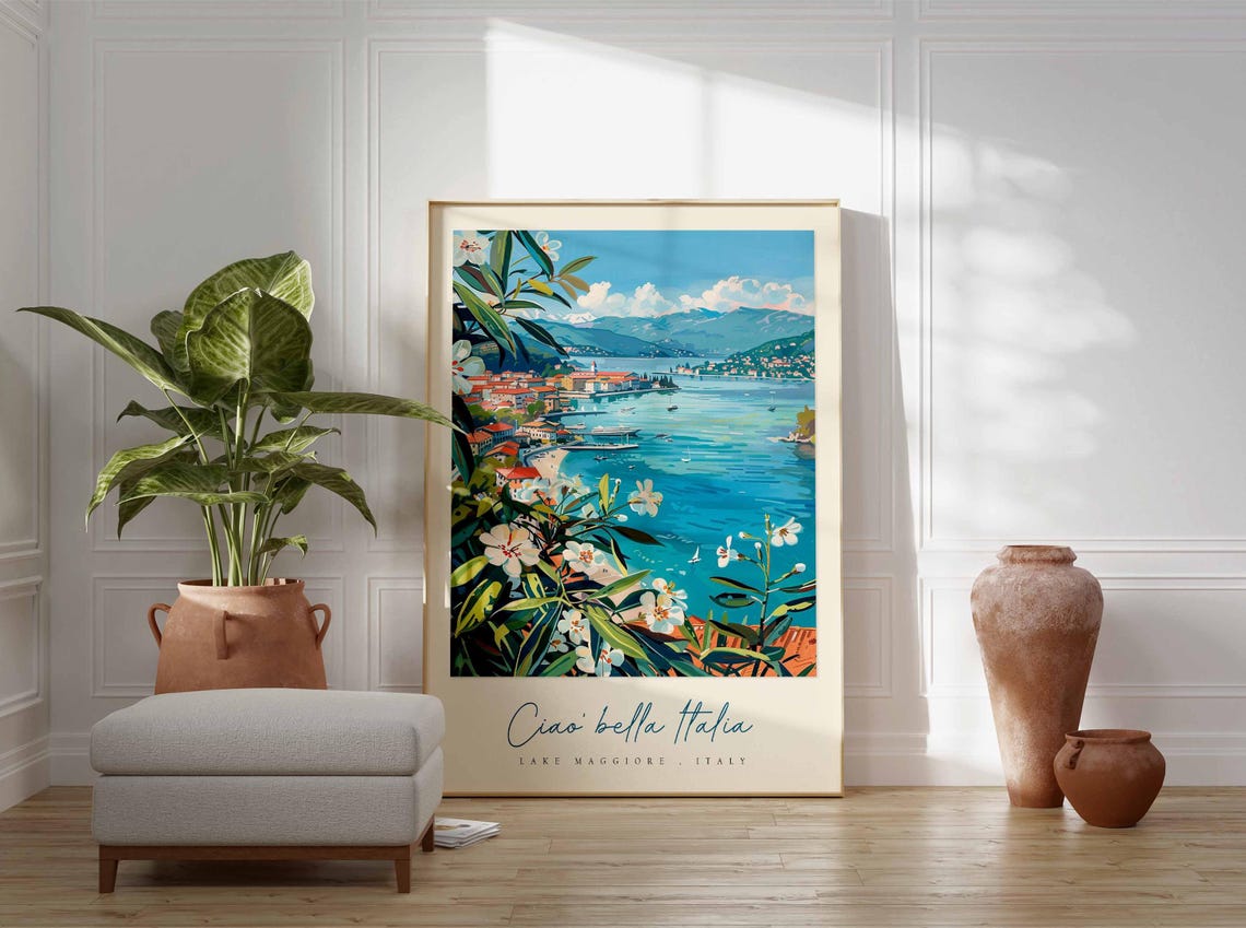 Lake Maggiore Poster Italian Travel Print Lake Maggiore Travel Art Lake Maggiore Wall Art Italy Art Italy Travel Decor Travel Gift - Image 3