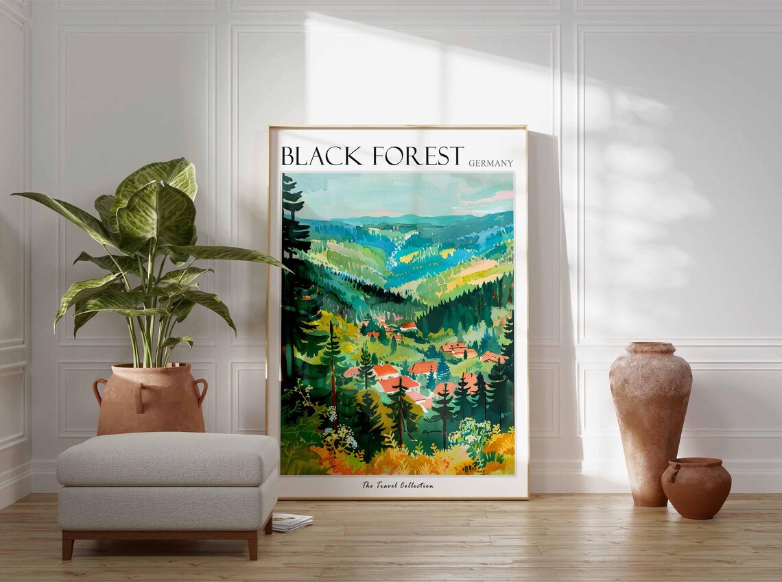Black Forest Germany Watercolor Hills Forest Village Travel Poster - Image 2