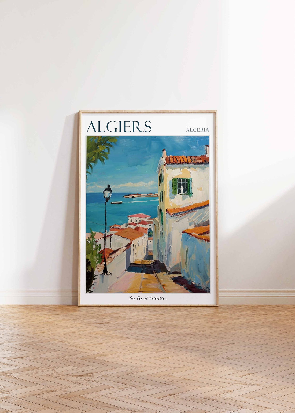 Algiers Algeria Whitewashed Street Turquoise Harbor Travel Poster - Image 2