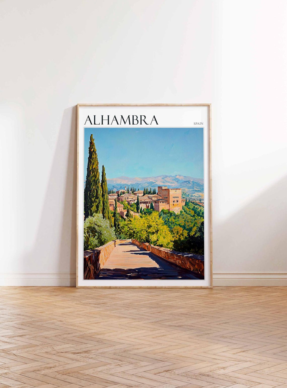 Alhambra Spain Stone Path Cypress Trees Serene Travel Poster - Image 3