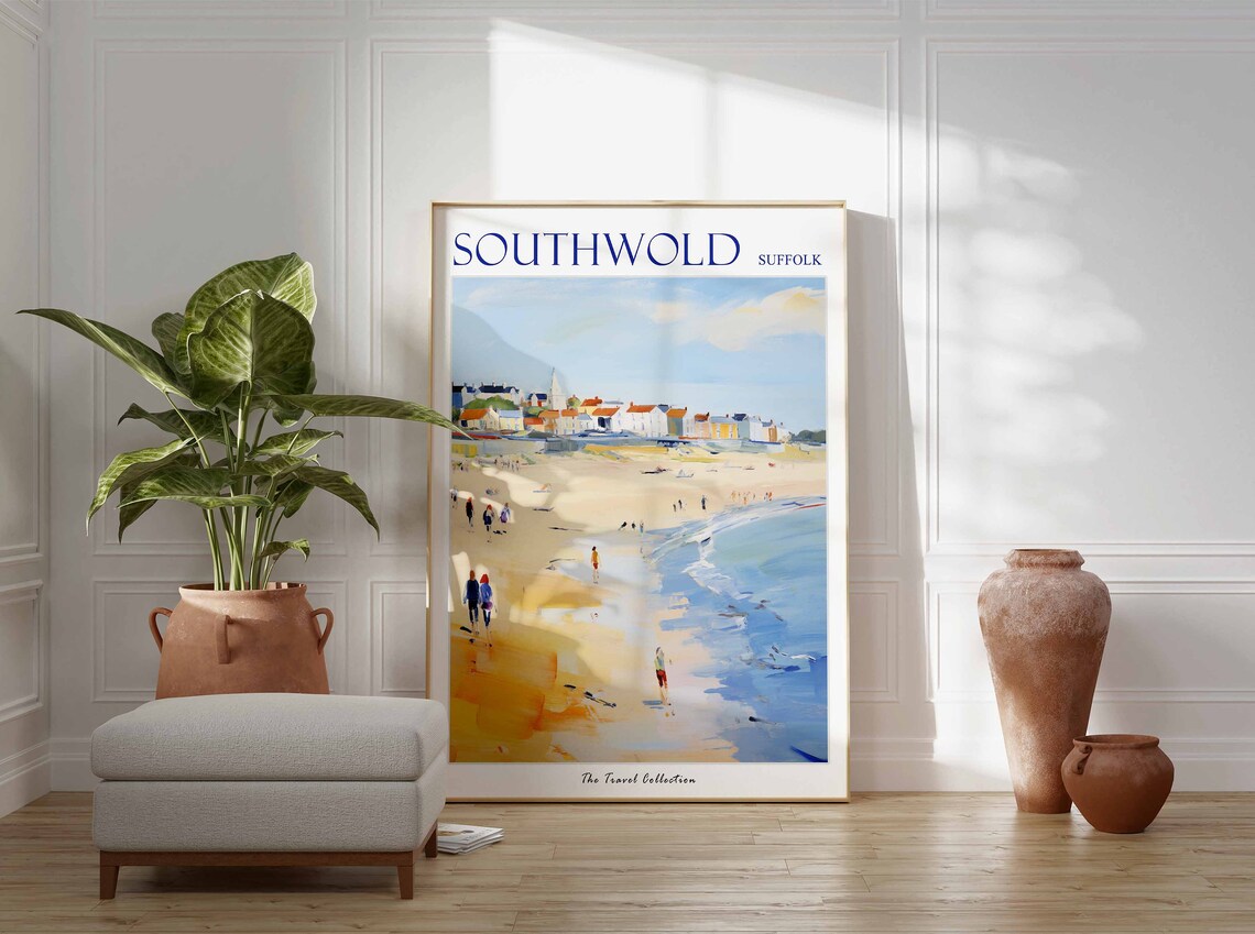 Southwold Suffolk Seaside Beach Town Watercolor Travel Poster - Image 3