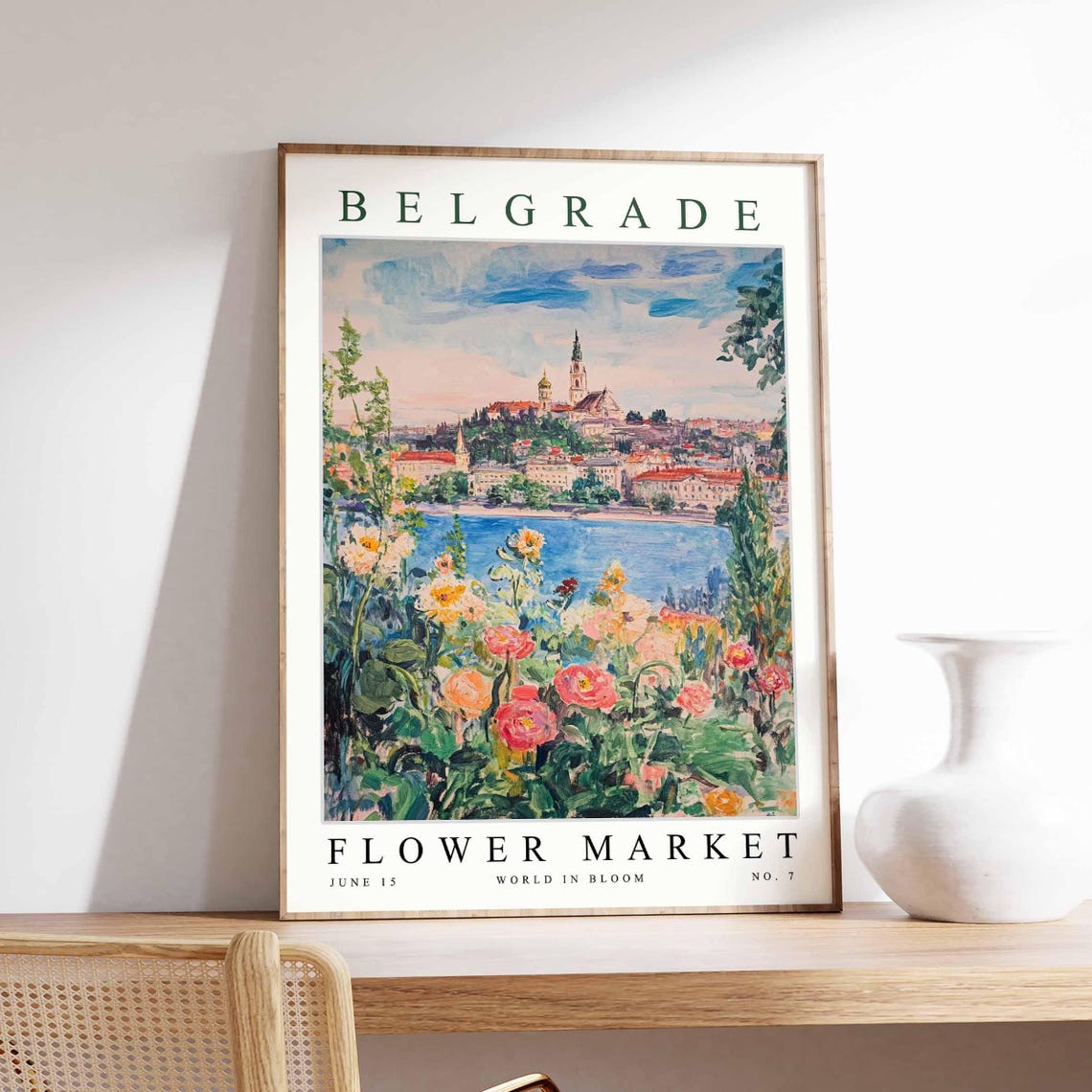 Belgrade Flower Market Riverside Town Roses Painterly Poster No 7 Art
