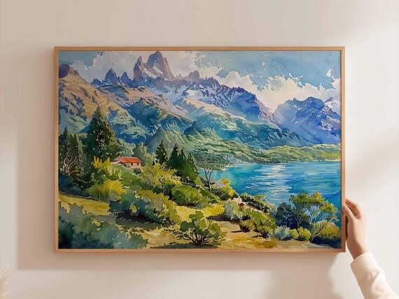 Chile Poster South America Travel Print Chilean Wall Art Andes Mountains Landscape