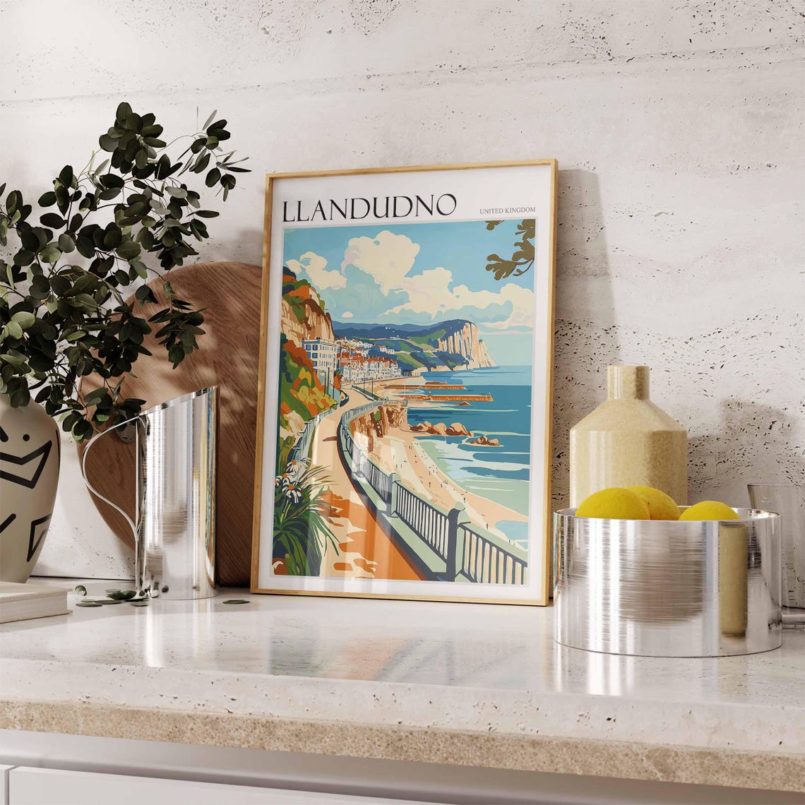 Llandudno Poster Wales Poster Uk Travel Print Coastal Wall Art British Decor Wales Travel Print Beach House Decor Llandudno Wales Art - Image 2