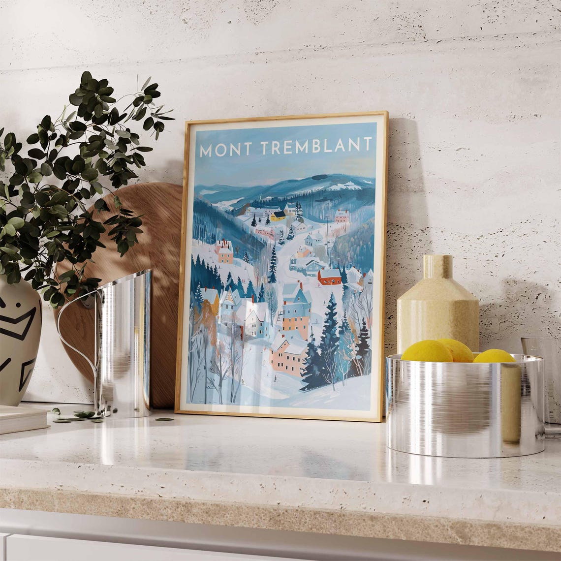 Mont Tremblant Canada Pastel Valley Village Winter Scene Poster - Image 2