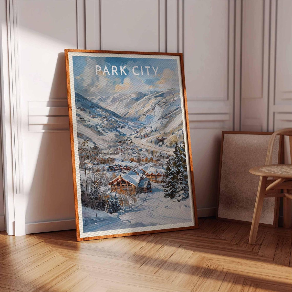 Park City Aerial Resort Town Valley Snow Winter Panorama Poster - Image 3