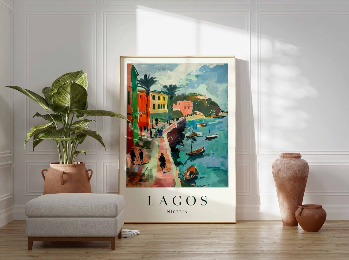 Lagos Poster Lagos Travel Print Nigeria Wall Art Nigerian Travel Print Tropical Decor City Print Lagos Gift Lagos Travel Poster - Image 2