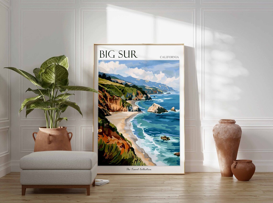 Big Sur California Travel Poster Rugged Coastline Ocean Cliffs Art View - Image 3